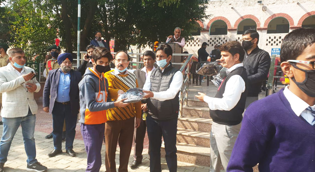 A sweater distribution at GBSSS Rajokari